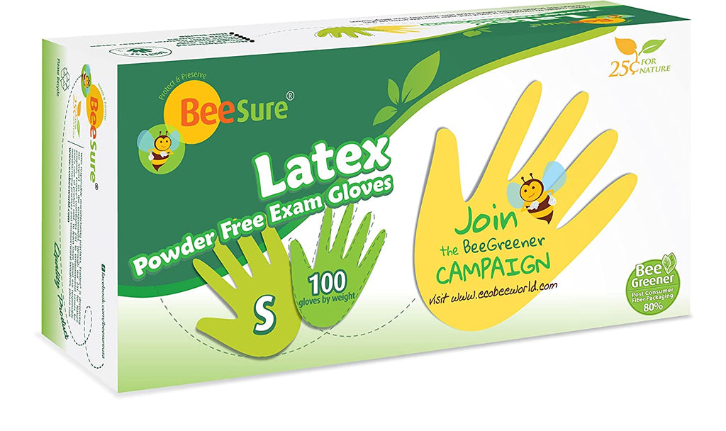 Cranberry 2816 BeeSure Latex Exam Gloves Powder Free Small 100/Bx