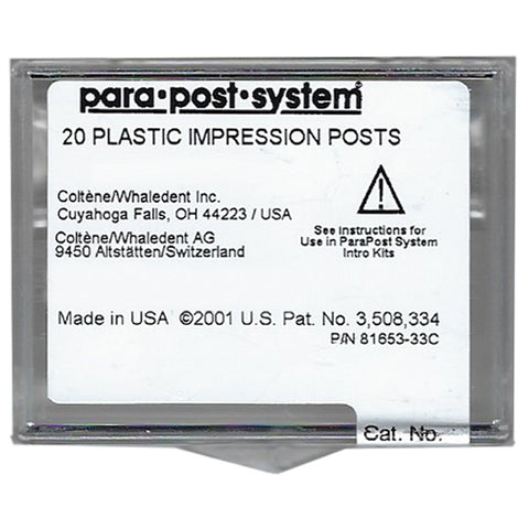 Coltene Whaledent P43-3 ParaPost Plastic Impression Posts .036" / 0.90 mm 20/Pk