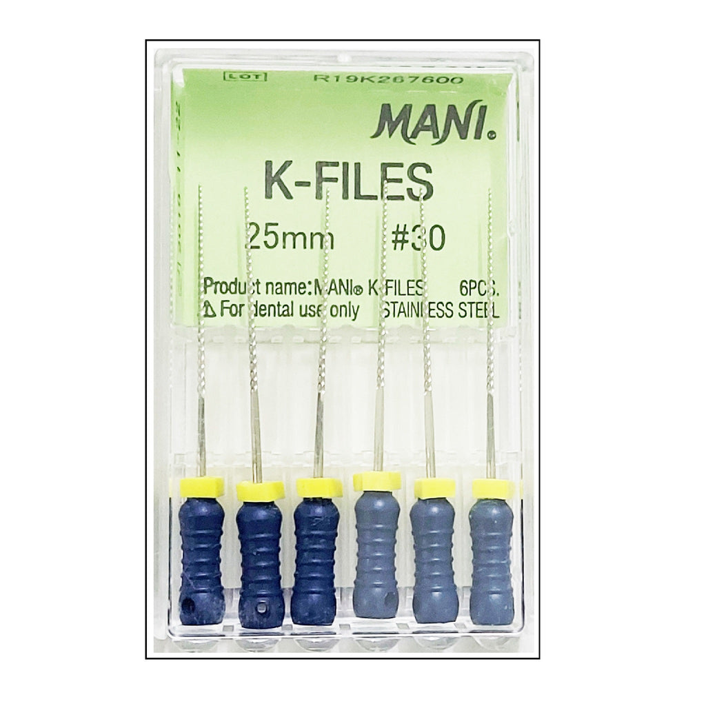 Mani MK2530 K-Files Endodontic Files 25mm #30 Stainless Steel 6/Bx