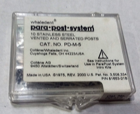 Coltene Whaledent PD-M5 Stainless Steel Vented & Serrated Posts 10/Pk
