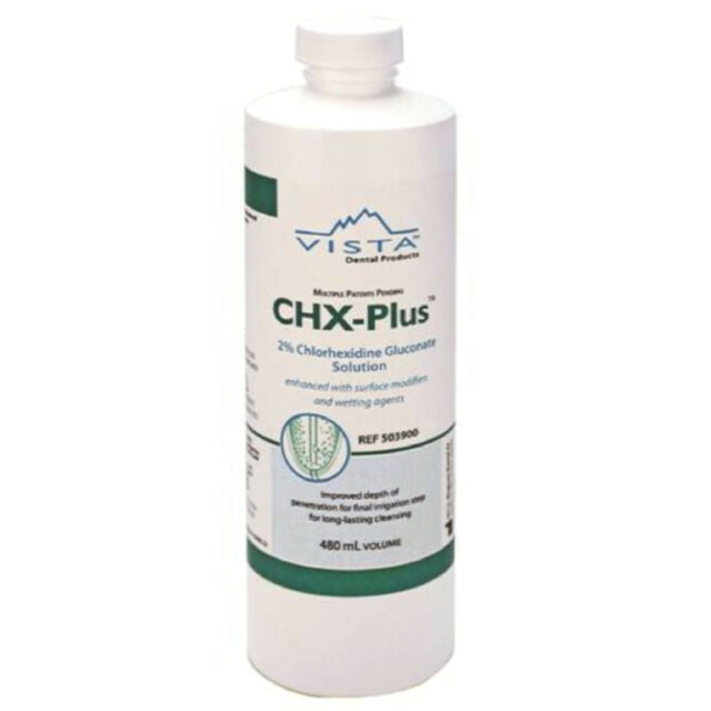 Vista Dental 503900 CHX Plus Irrigant 2% Chlorhexidine Gluconate Solution 16 Oz