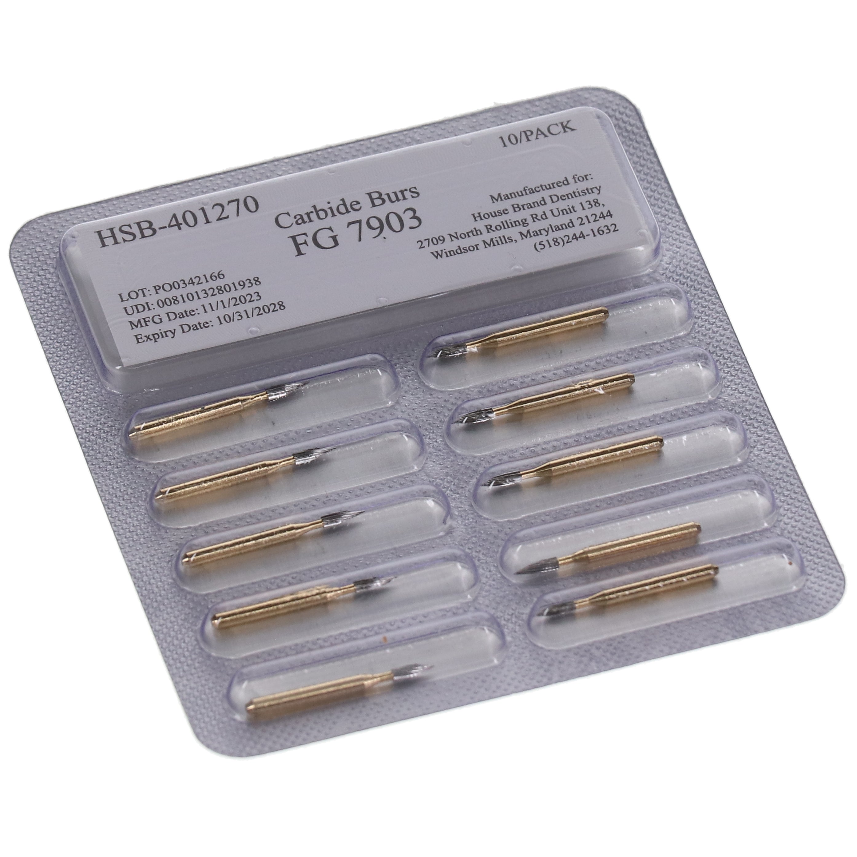 House Brand Dentistry 401270 HSB FG #7903 12-Blade Needle Trimming & Finishing Burs 100/Pk