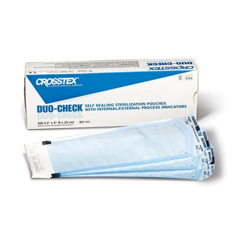 Crosstex SCZ Duo-Check Sterilization Pouches Self Seal 2" x 8" 200/Bx