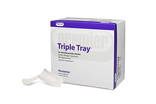 Premier Dental 1006274 T-Loc Triple Tray 3/4 Arch Registration Bite Trays 22/Bx