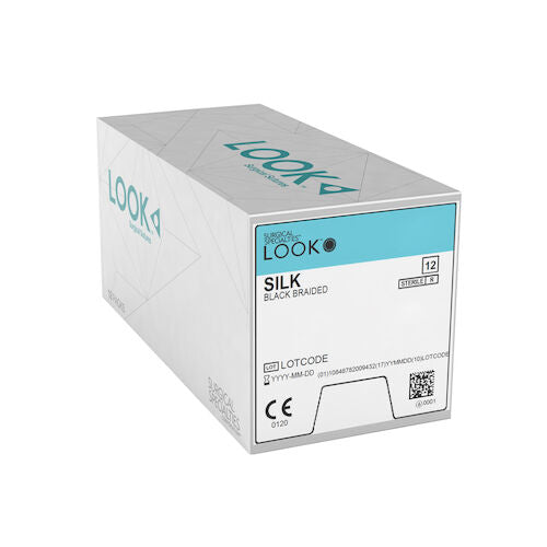 Look X1265B Silk Black Braided Reverse Cutting Sutures C3 5/0 18