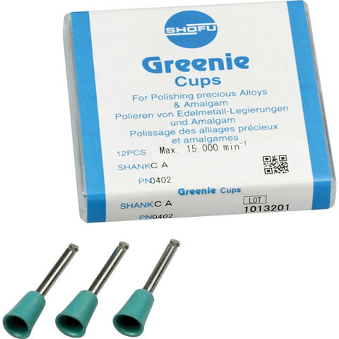 Shofu Dental 0402 Greenie Finishing & Polishing Cups CA Contra Angle 12/Pk