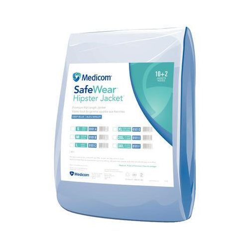 Medicom 8114 SafeWear Form-Fit Isolation Gowns Blue Regular Size 12/Pk