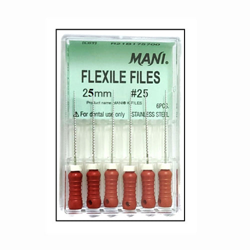 Mani MKF2525 K-Flex Endodontic Files 25mm #25 Stainless Steel 6/Bx