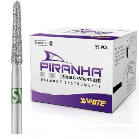 SS White 856-018C Piranha FG Friction Grip Round End Taper Coarse Grit Diamond Burs 25/Pk