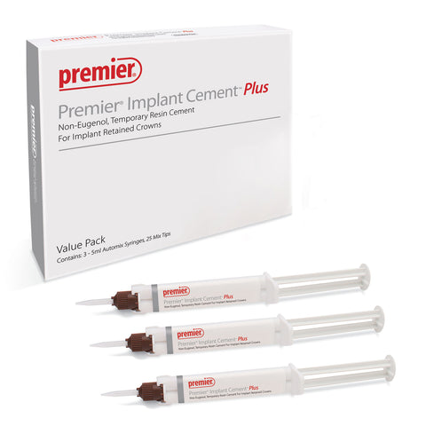 Premier Dental 3001555 Implant Cement Plus Value Packs Syringe Pink 3/Pk 5 mL