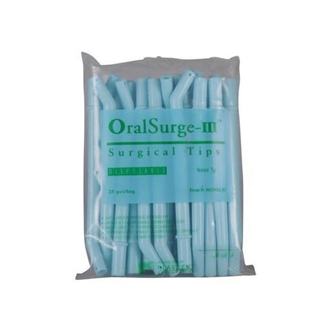 Plasdent 8020XLG OralSurge III Surgical Aspirator Tip Sea Blue 3/8" 25/Pk