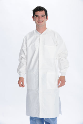 ValuMax 3660WHM Extra-Safe Medical Lab Coats White Medium 10/Pk