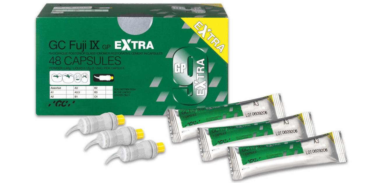 GC 003279 Fuji IX GP Extra Caps Glass Ionomer Restorative Assorted 48/Bx 425040 EXP Apr 2026