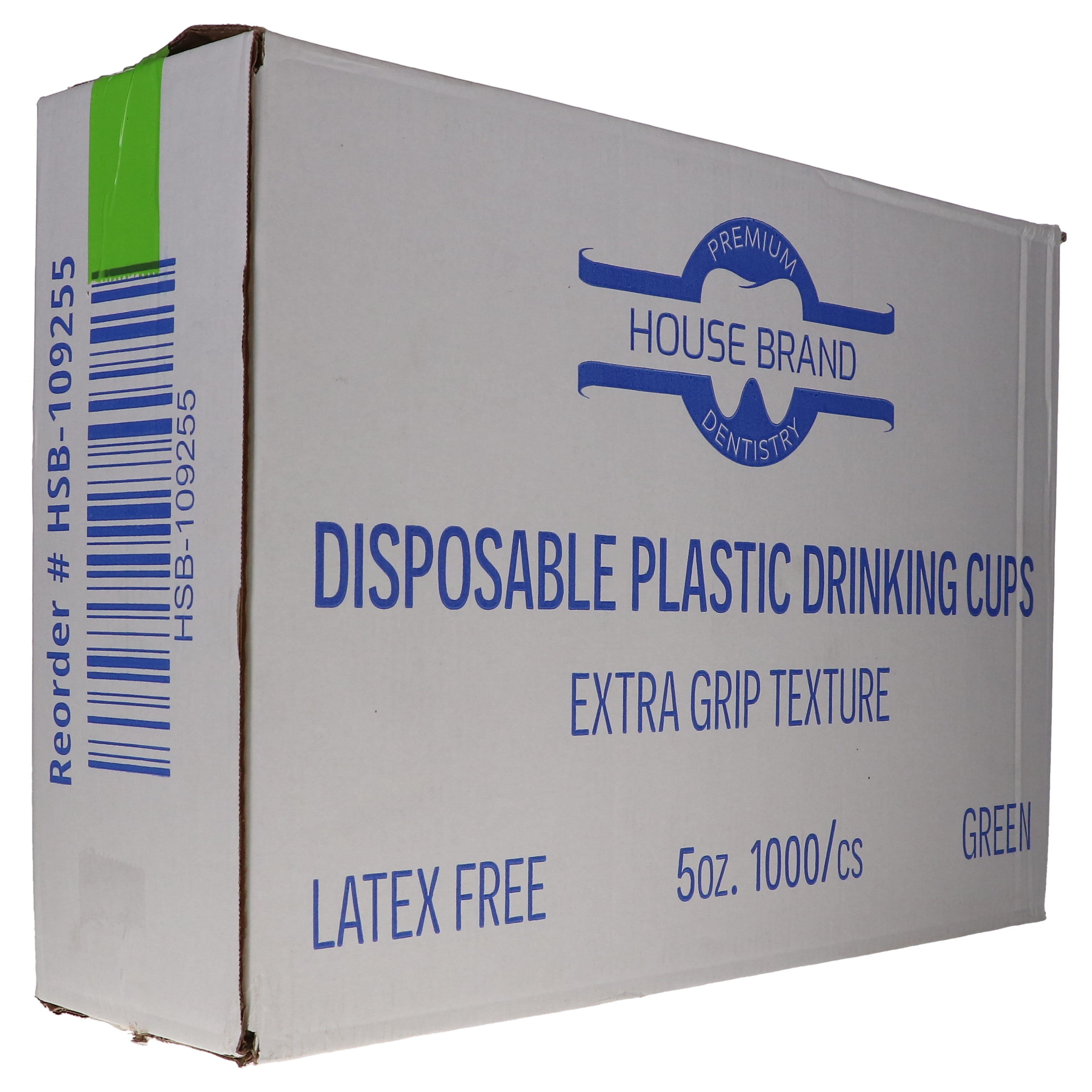 House Brand Dentistry 109255 Plastic Disposable Drinking Cups 5 Oz Green 1000/Cs