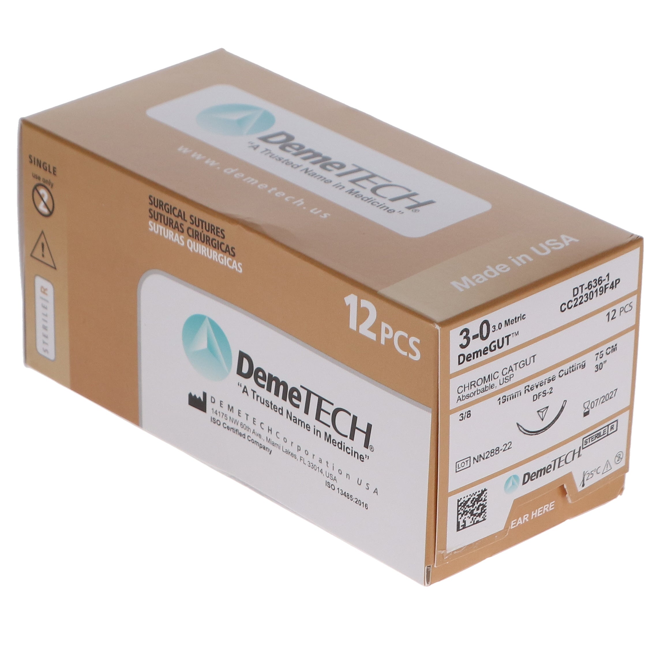 House Brand Dentistry 103148 Chromic Gut Absorbable Sutures C-6 3/0 27