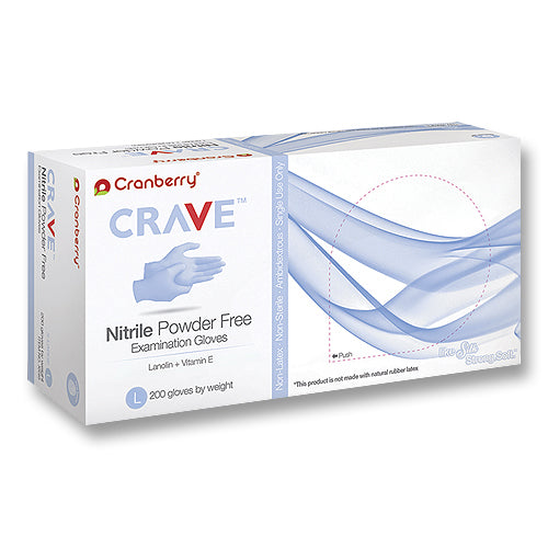 Cranberry 3558 Crave Nitrile Examination Gloves Powder Free Large 200/Bx