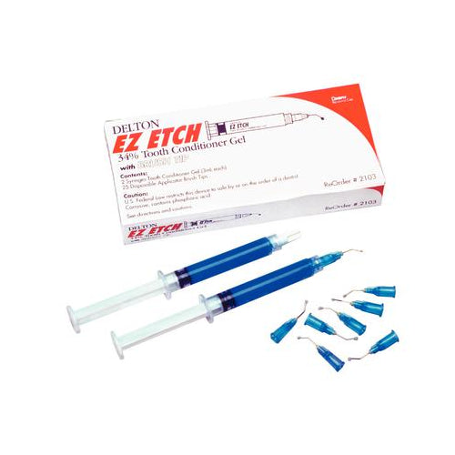 Dentsply Professional 2103 DELTON EZ Etch Tooth Conditioner Gel Syringes 2/Pk 3mL EXP Jun 2023