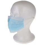 House Brand Dentistry 109130 ASTM Level 3 Earloop Face Masks 3-PLY 50/Bx Blue