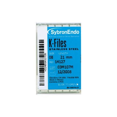 Kerr Dental 14127 SybronEndo K-Files Stainless Steel 21mm #08 6/Bx