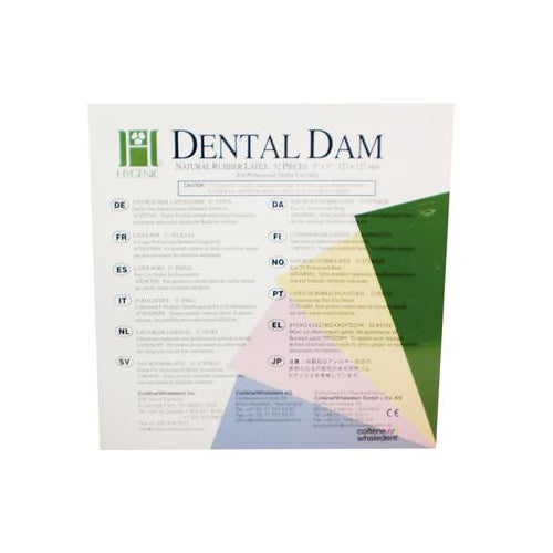 Coltene Whaledent H00523 Hygenic Rubber Dental Dam 5" X 5" Thin Light 52/Bx