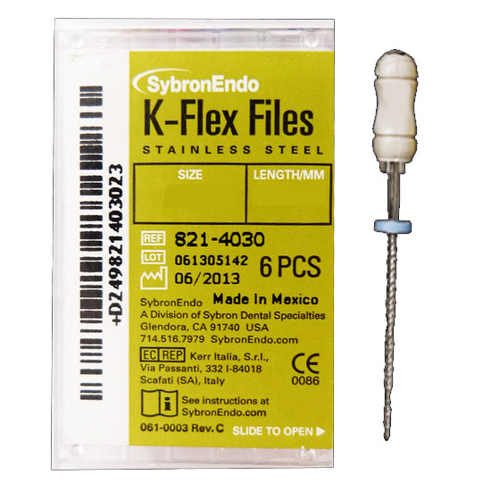 Kerr Dental 821-4030 SybronEndo K-Flex Files 30mm #15-40 Assorted 6/Bx