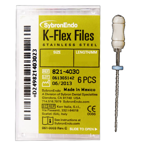 Kerr Dental 821-4030 SybronEndo K-Flex Files 30mm #15-40 Assorted 6/Bx