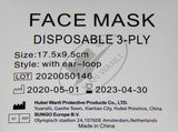 Xian Wanli 908220 Disposable 3-Ply Surgical Face Masks EN 14683 Level IIR (ASTM 3 Equivalent) BFE 99% 1000/Pk