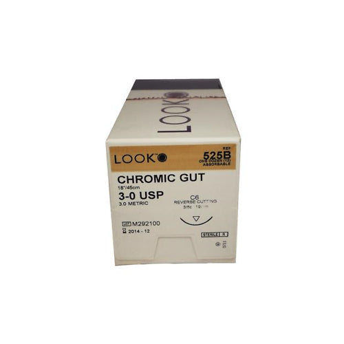 Look X525B Chromic Gut Sutures Reverse Cutting 3-0 18