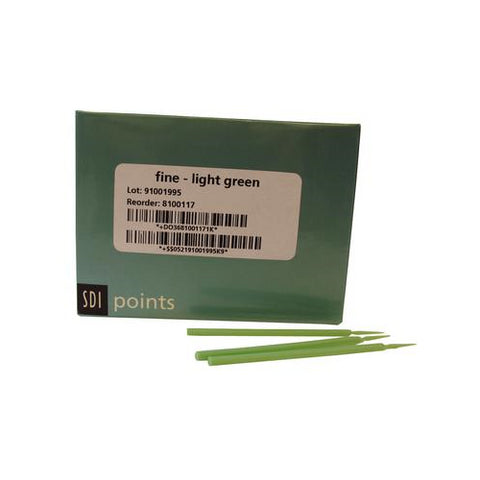 SDI 8100117 Points Brush Dental Applicators Fine Light Green 400/Pk