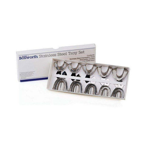 Keystone 0921307 Bosworth Edentulous Perforated Full Arch Stainless Steel Impression Trays 8/Pk