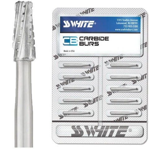 SS White 30025 Friction Grip FG #703 Cross Cut Fissure Oral Surgery Carbide Burs Shank #2 51 mm 10/Pk