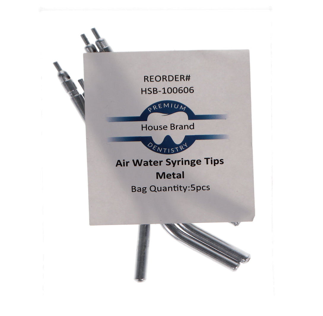 House Brand Dentistry 100606 3 Way Air/Water Syringe Tips Metal 5/Pk