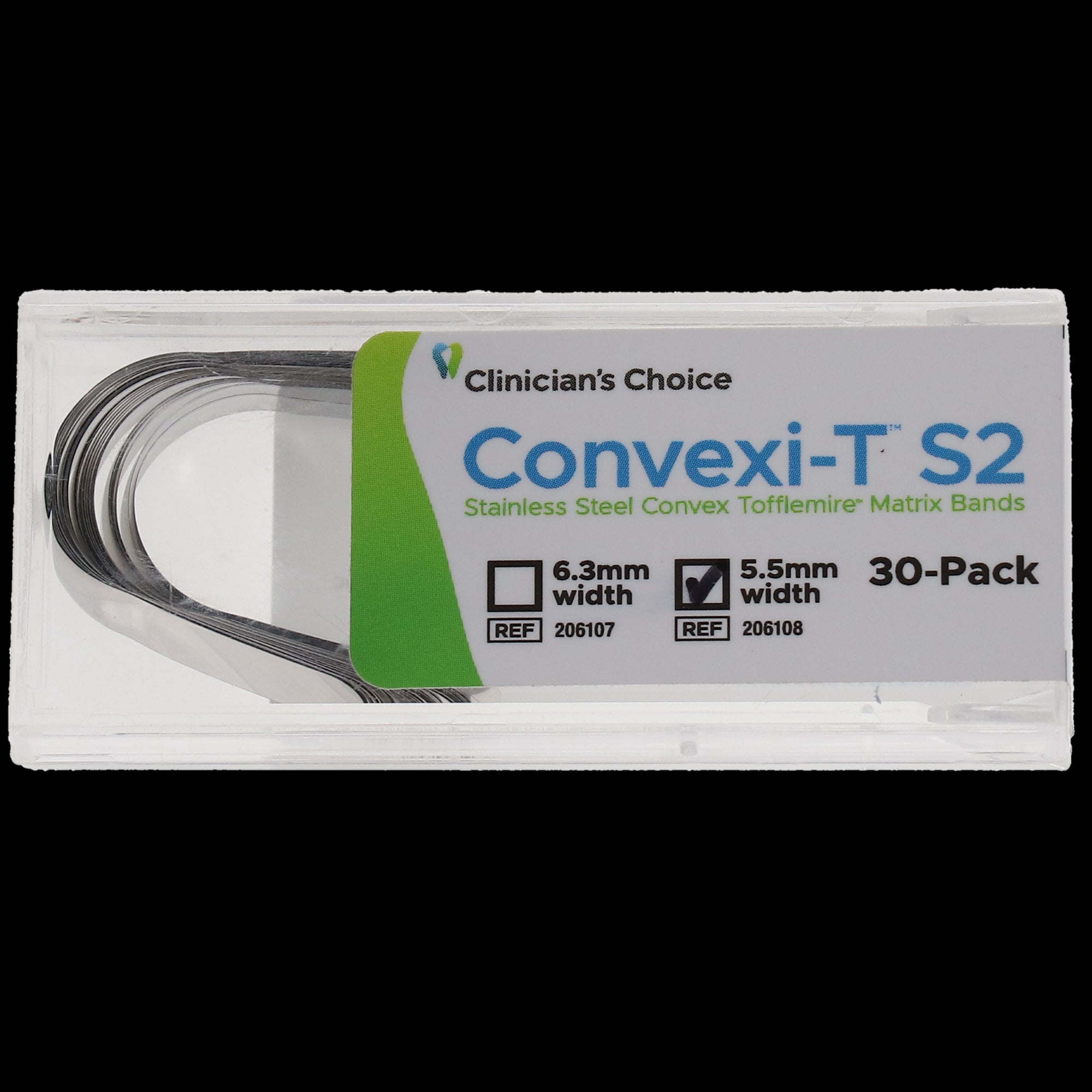 Clinician's Choice 206108 Convexi-T S2 Convex Tofflemire Bands 55mm 30/Pk
