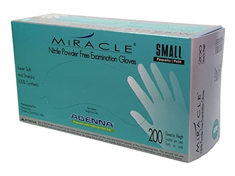 Adenna MIR162 Miracle Nitrile Exam Gloves Powder Free Textured Small 200/Bx