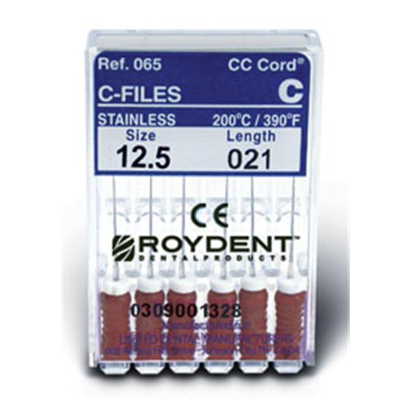 Roydent Dental 06525010R Zipperer C-Files 25mm #10 Stainless Steel 6/Bx