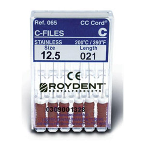 Roydent Dental 06525010R Zipperer C-Files 25mm #10 Stainless Steel 6/Bx