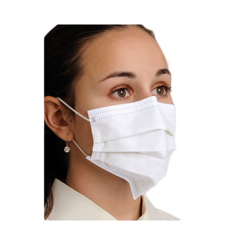 Mydent MK7220 Defend Pleated Dual Fit Earloop Face Masks Level 2 White 50/Bx
