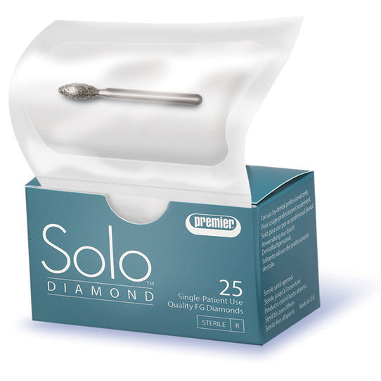 Premier Dental 856018C Solo Friction Grip FG #1118.7C Coarse Single Use Round End Taper Diamond Burs 25/Bx