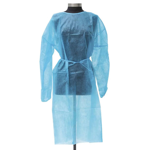 Safe-Dent ISO-25-BLUE Non-Woven Isolation Gown Blue with Elastic Cuffs Two Ties 100/Pk