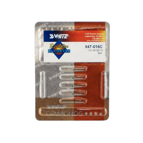 SS White 91057-5 Revelation 847-018C FG Friction Grip Flat End Taper Coarse Grit Diamond Burs 5/Pk