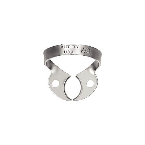 Hu-Friedy RDCMW3 Rubber Dam Dental Clamp #W3 Wingless Flat Jaw Satin Steel Finish